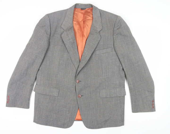 Tradition Men's Grey Wool Blazer, Size 46, Regular Fit