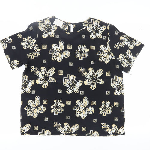 Bobbie Brooks Women's Black Floral Blouse, M, Excellent