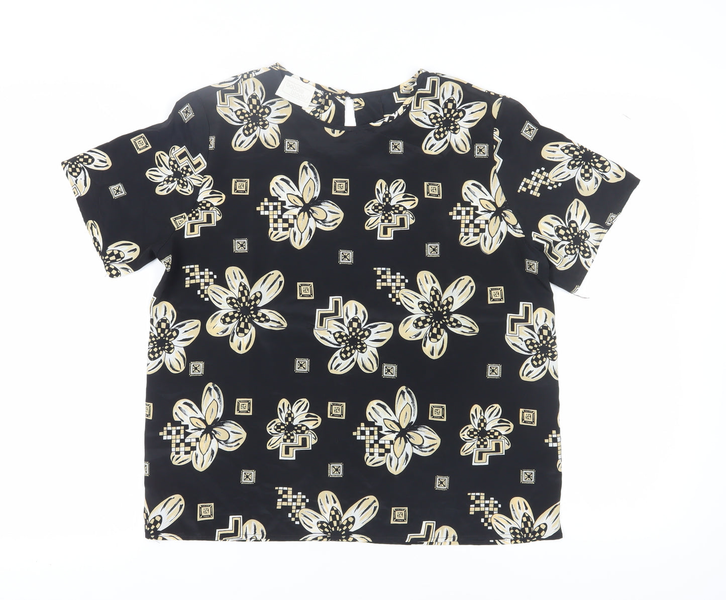 Bobbie Brooks Women's Black Floral Blouse, M, Excellent