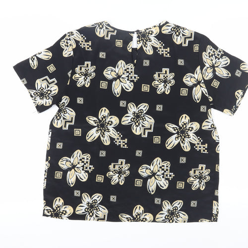 Bobbie Brooks Women's Black Floral Blouse, M, Excellent