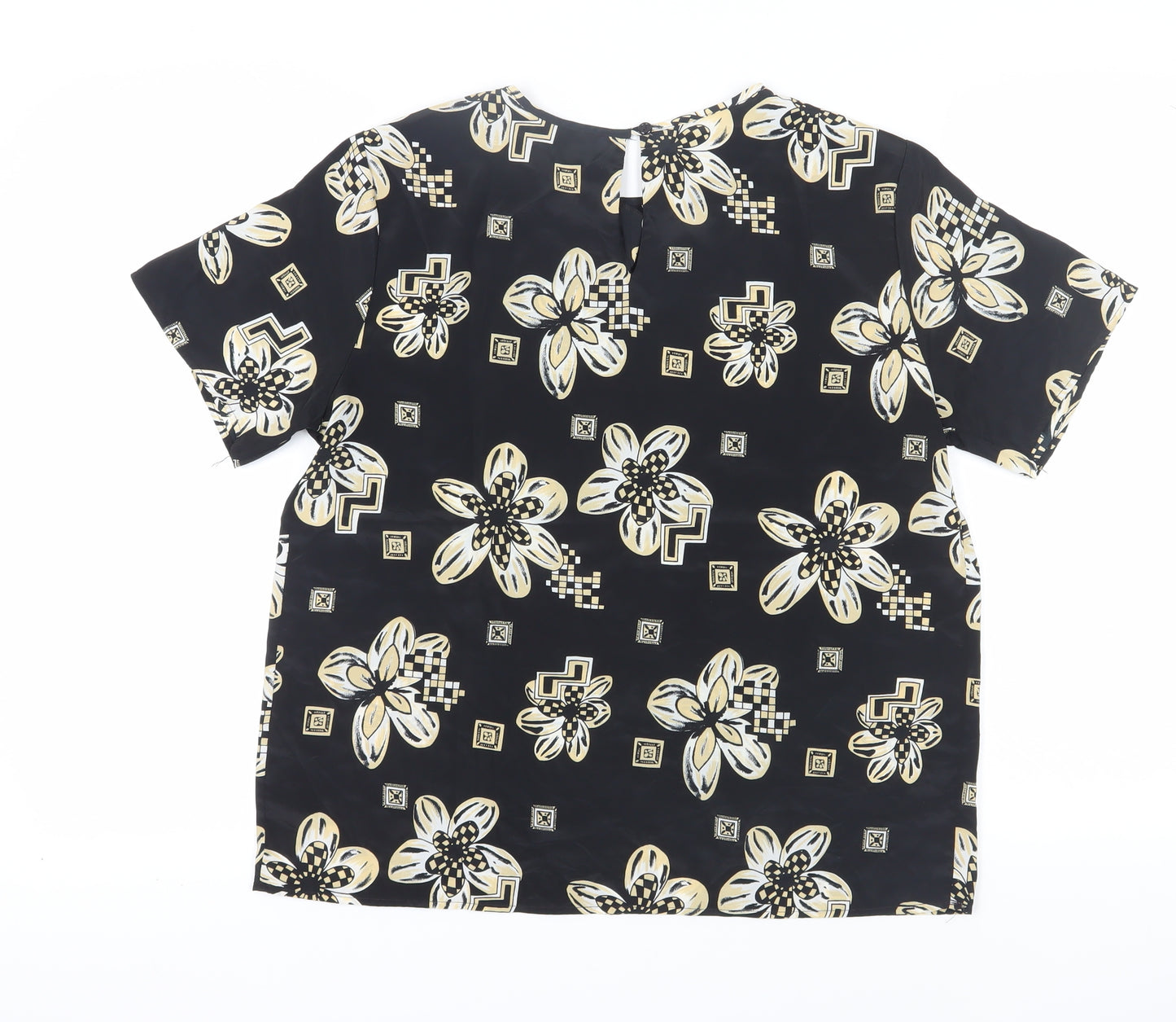 Bobbie Brooks Women's Black Floral Blouse, M, Excellent