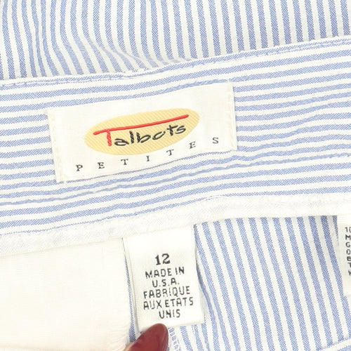 Talbots Women's Blue Striped Pleated Shorts Size 16 Petites