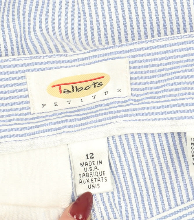 Talbots Women's Blue Striped Pleated Shorts Size 16 Petites