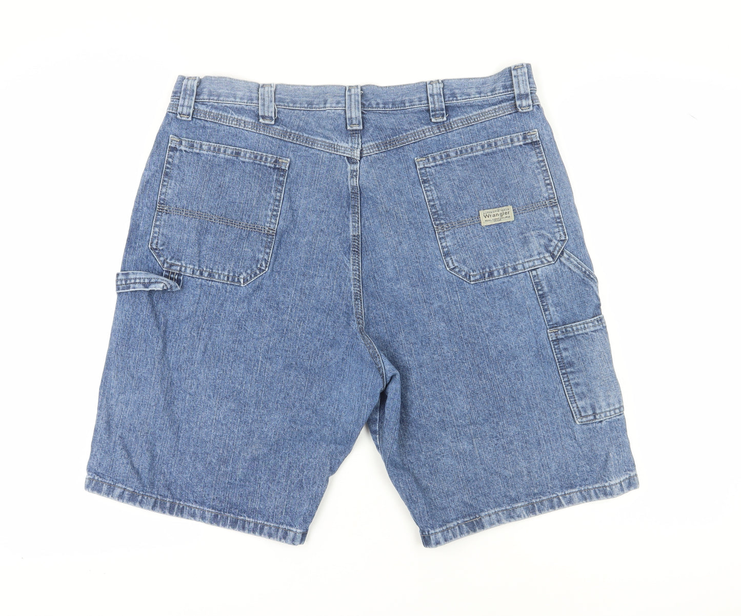 Wrangler Men's Blue Cargo Denim Shorts, Size 38, Casual
