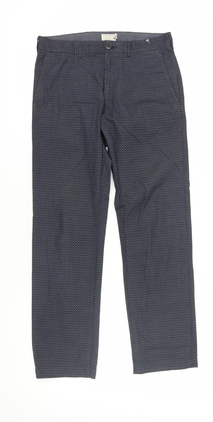 Club Monaco Blue Geometric Slim Fit Trousers 28/32