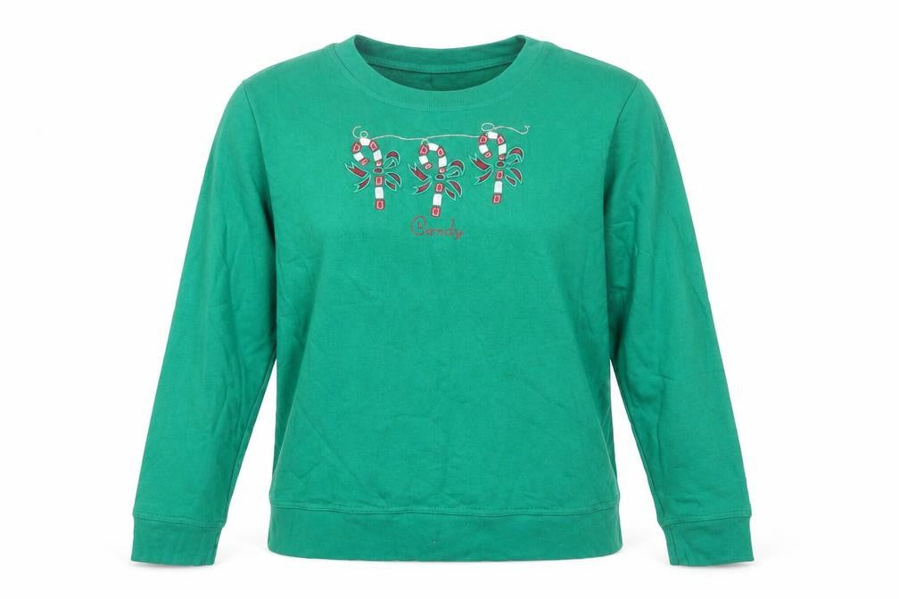Front view of Holiday Editions Green Women's L Christmas Sweatshirt