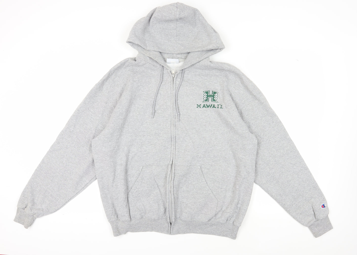 Champion Men's Grey Full Zip Hoodie - Size L