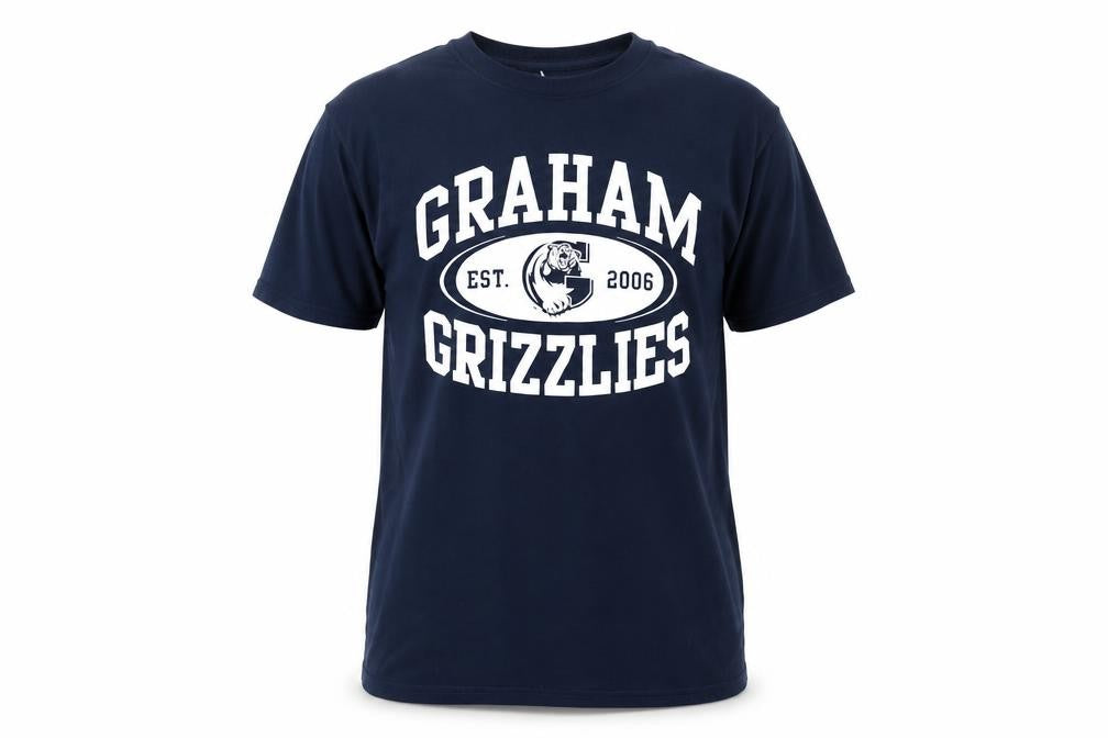 Front view of Gildan Men's Blue Graphic Print Performance T-Shirt M