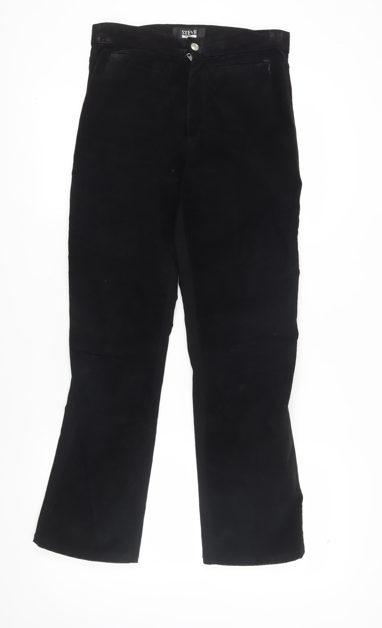 Steve Ketell Women's Black Straight Leather Trousers