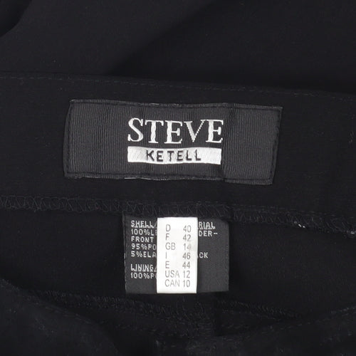 Steve Ketell Women's Black Straight Leather Trousers