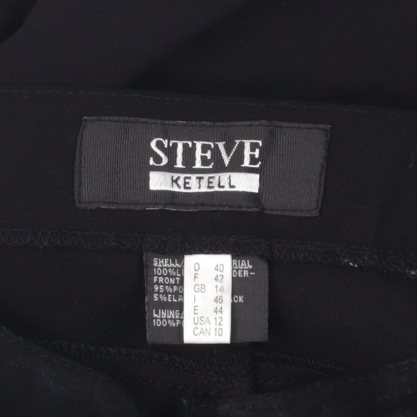 Steve Ketell Women's Black Straight Leather Trousers