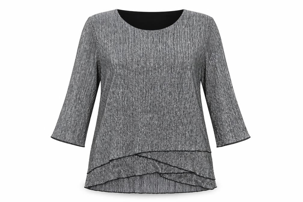 Front view of Christopher & Banks Women's Silver Petite XL Blouse