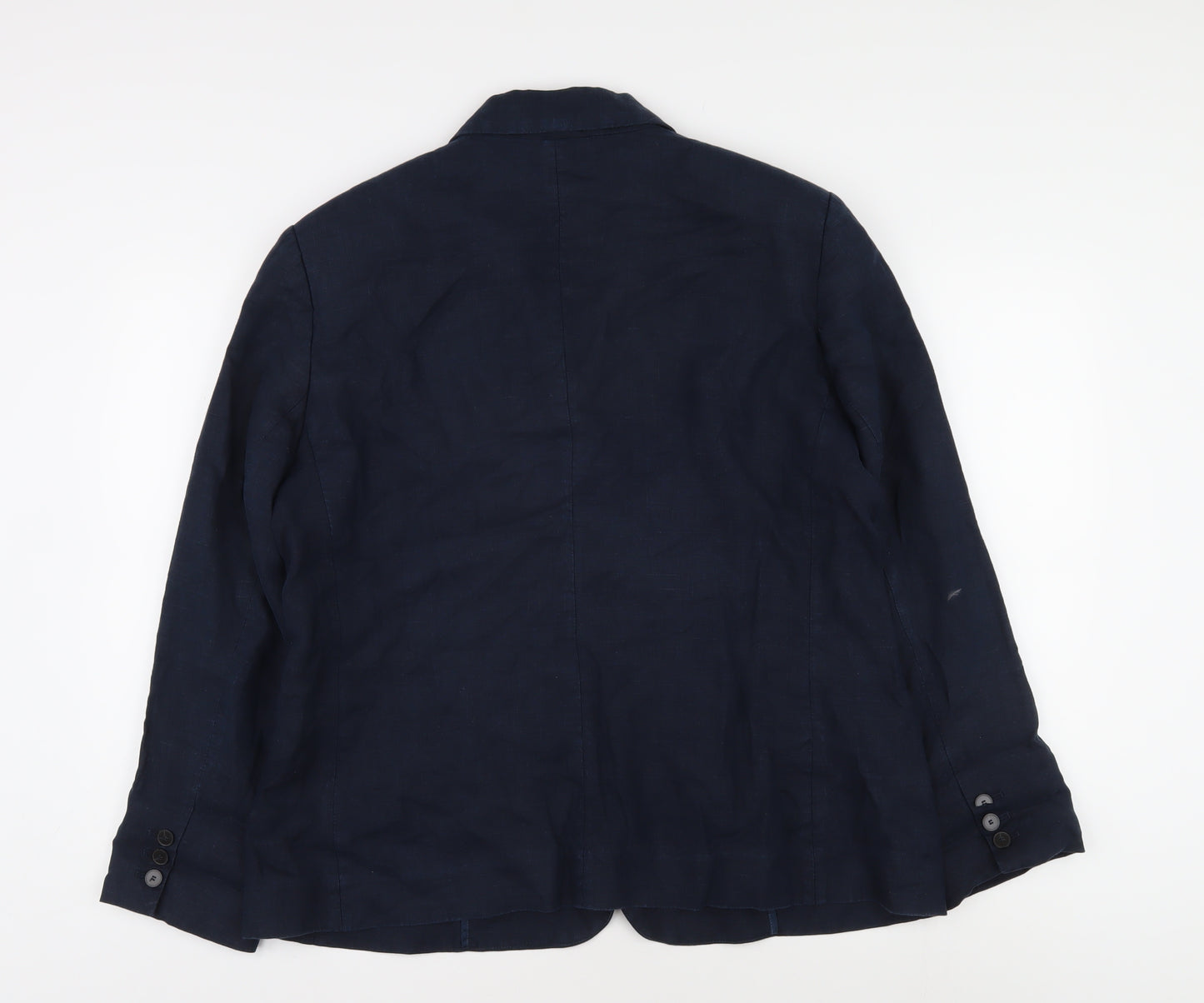 Jaeger Women's Blue Linen Blazer Jacket Size 14