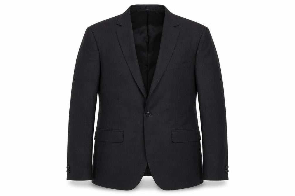 Front view of Moss London Black Blazer, Men's, 40R, Slim Fit