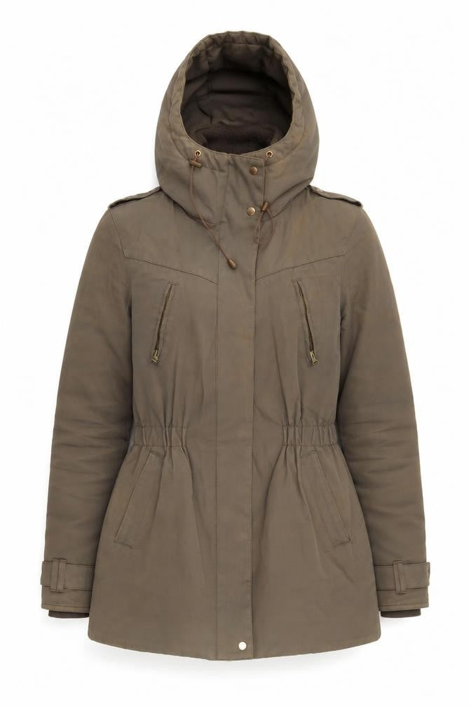 Front view of modström Women Brown Parka Jacket XS