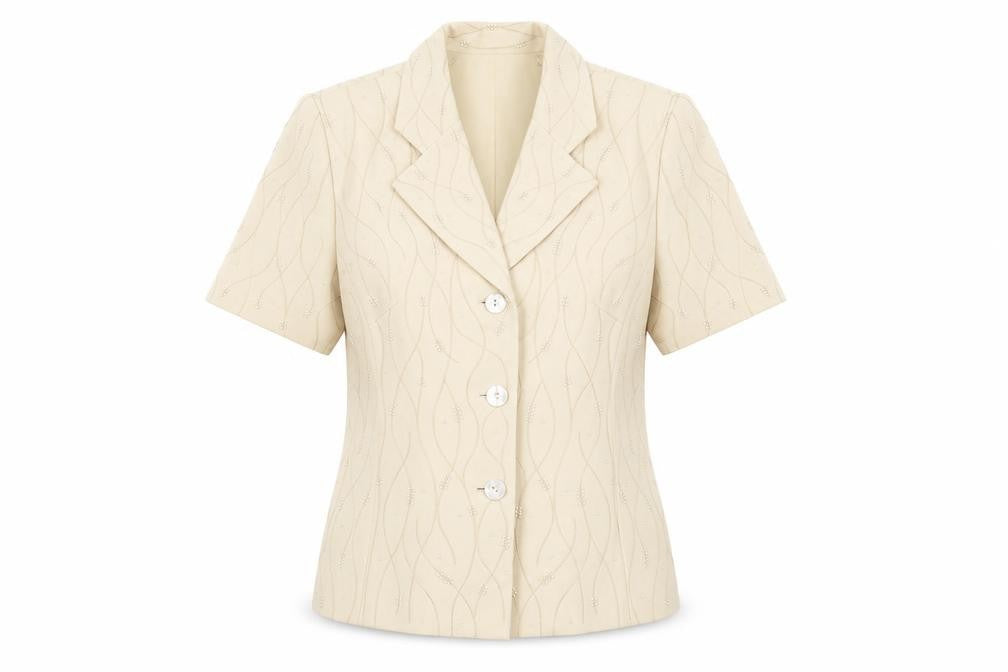 Front view of Kasper Women's Beige Suit Jacket -, size 12, Regular Fit