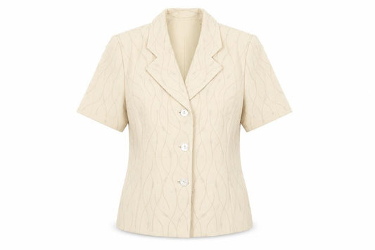 Front view of Kasper Women's Beige Suit Jacket -, size 12, Regular Fit