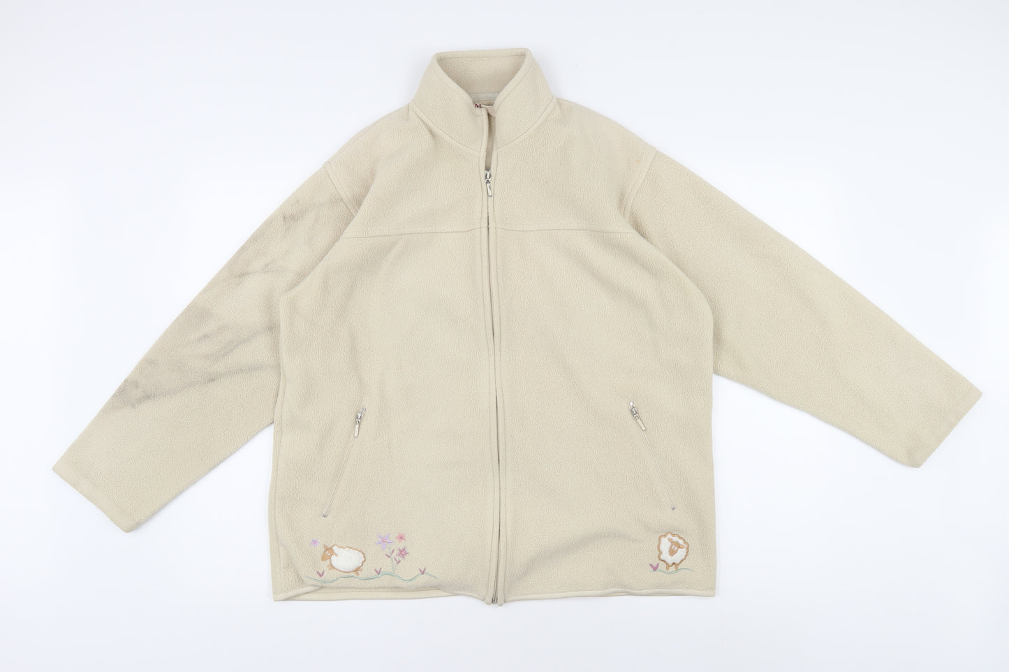 EWM Pure Classics Women's Beige Fleece Full Zip Sweatshirt, Size L