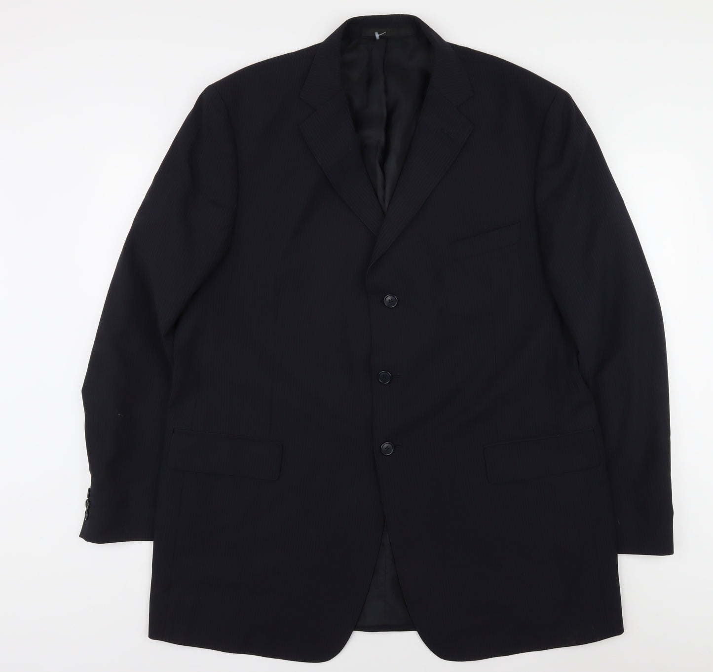 Marks and Spencer Men's Blue Striped Blazer 46L