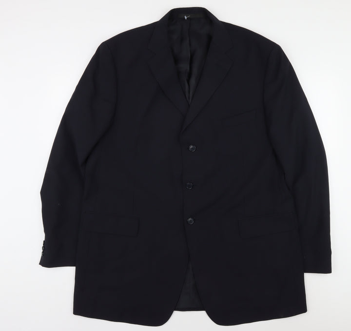 Marks and Spencer Men's Blue Striped Blazer 46L