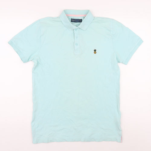 Easy Men's Blue Slim Fit Polo Shirt M with Embroidery