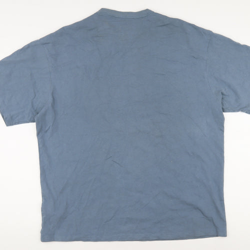 Pull&Bear Men's Blue Relaxed Fit Cotton T-Shirt L