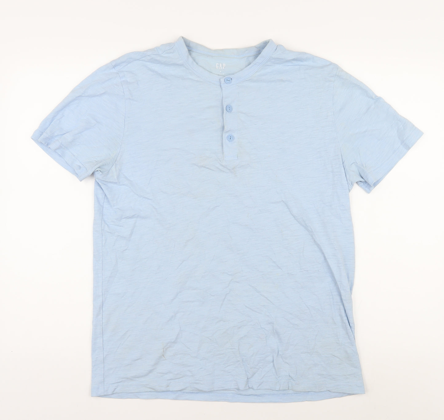 GAP Men's Blue Henley Short Sleeve T-Shirt - M