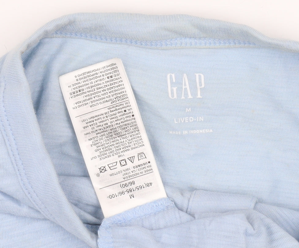 GAP Men's Blue Henley Short Sleeve T-Shirt - M