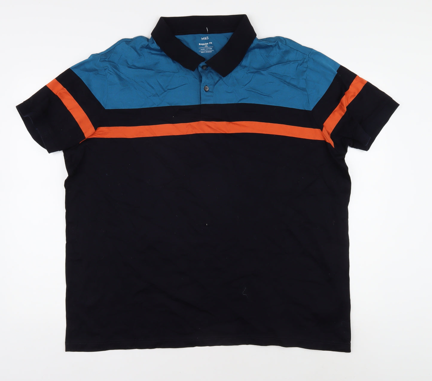 Marks and Spencer Men's Blue Black 3XL Polo Shirt