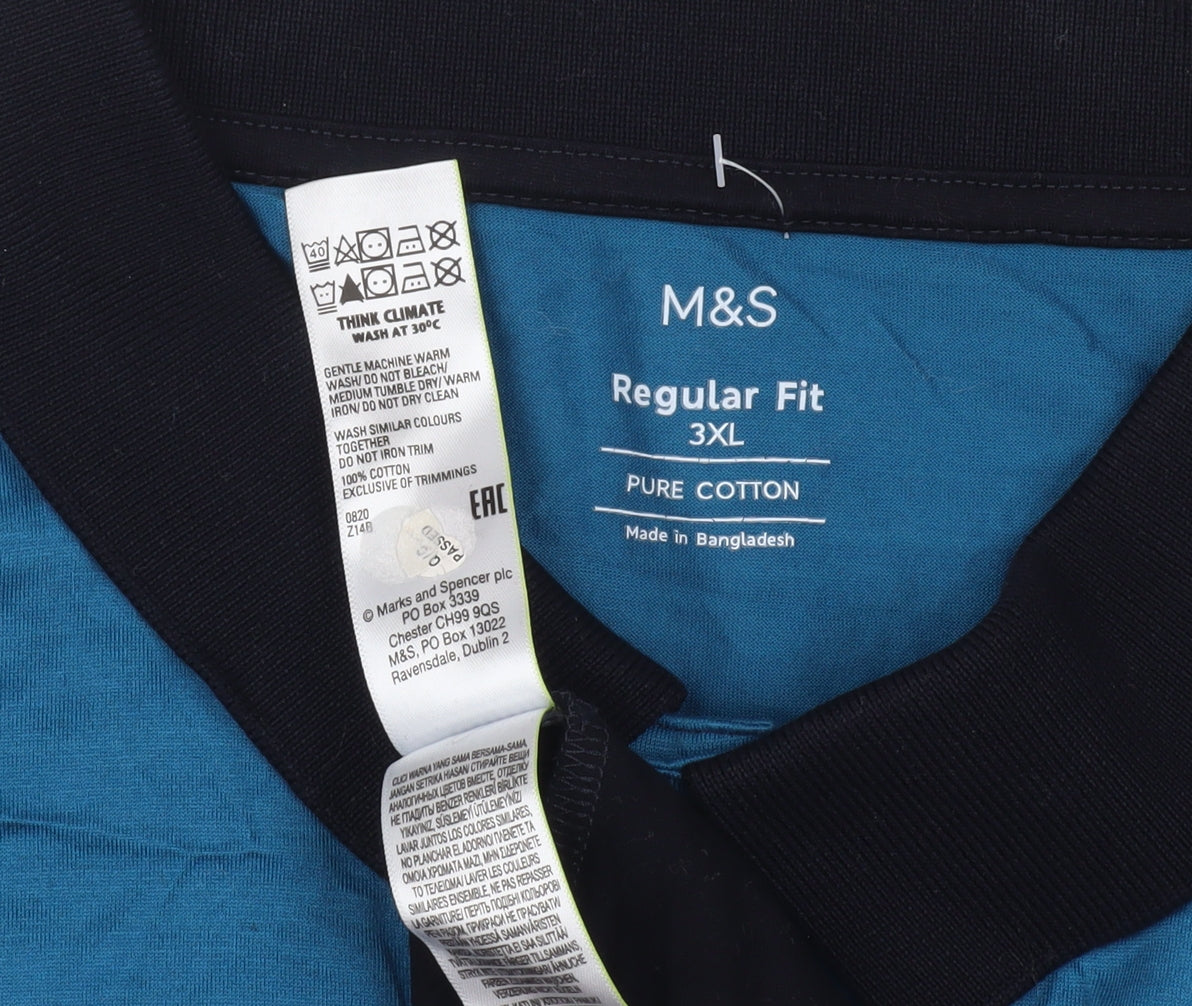Marks and Spencer Men's Blue Black 3XL Polo Shirt