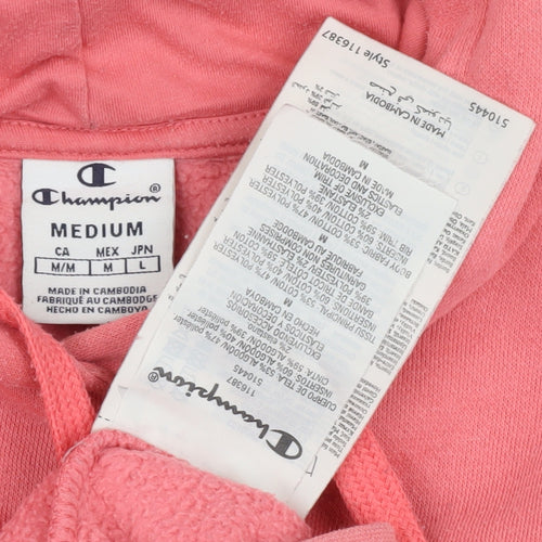 Champion Unisex Pink Pullover Hoodie M Lightweight Logo