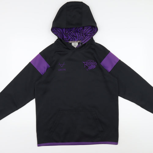 Oxen Men's Black Hoodie Pullover with Logo Accent Size S