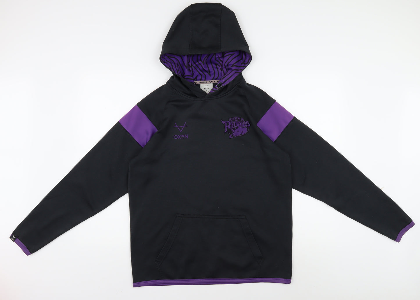 Oxen Men's Black Hoodie Pullover with Logo Accent Size S