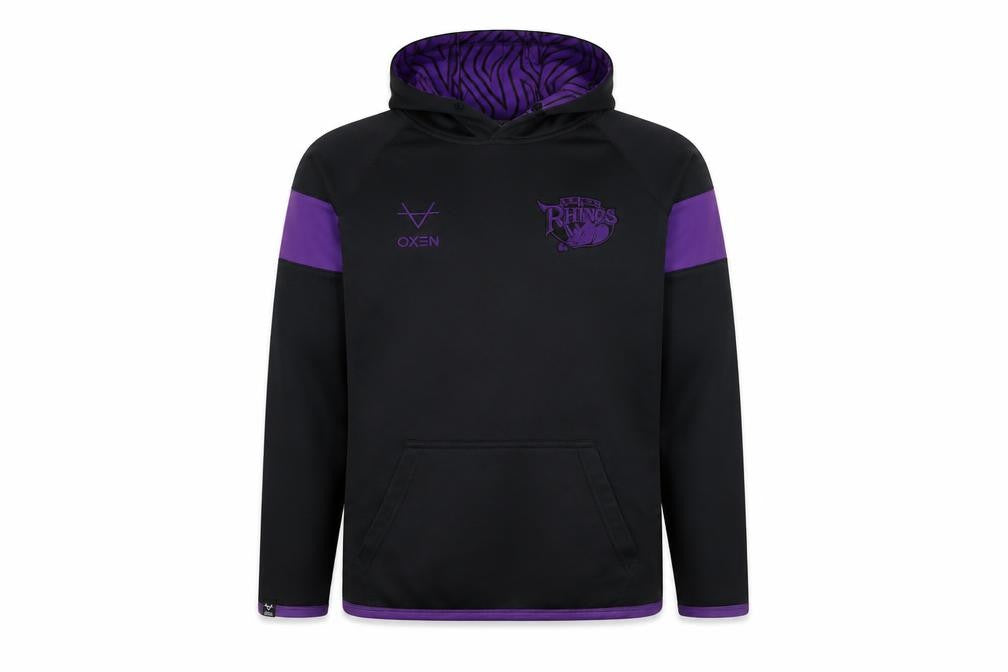 Front view of Oxen Men's Black Hoodie Pullover with Logo Accent, size S