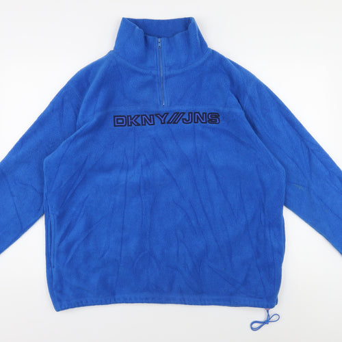DKNY Jeans Men's Blue 1/2 Zip Sweatshirt, M, Logo, Fleece