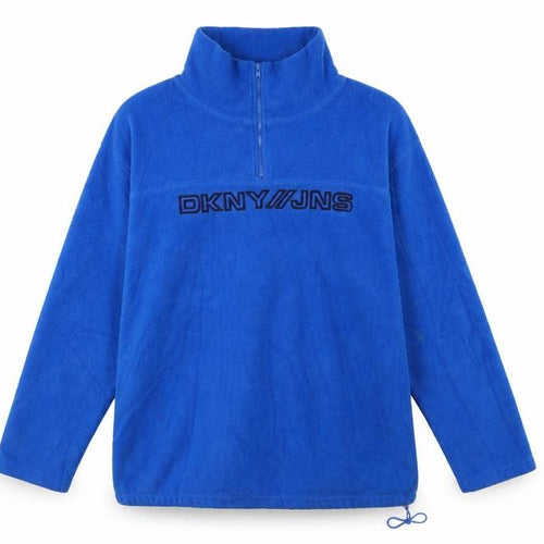 DKNY Jeans Men's Blue 1/2 Zip Sweatshirt, M, Logo, Fleece