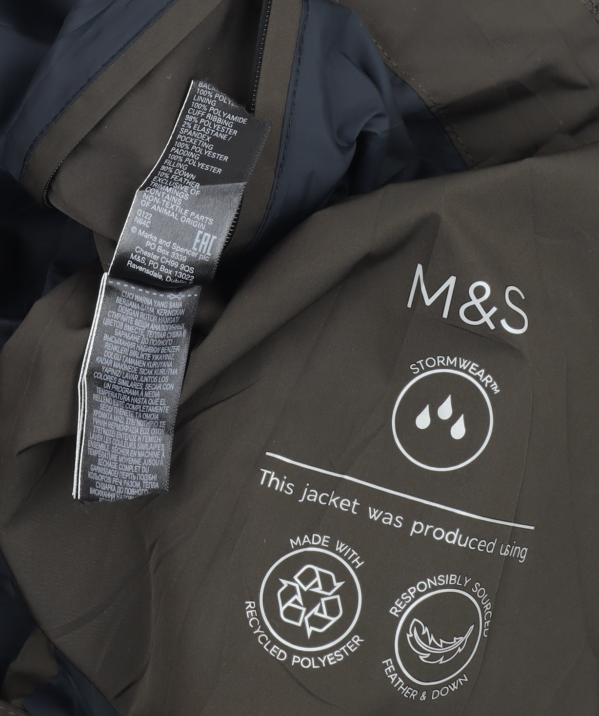 Marks and Spencer Unisex Green Puffer Jacket L