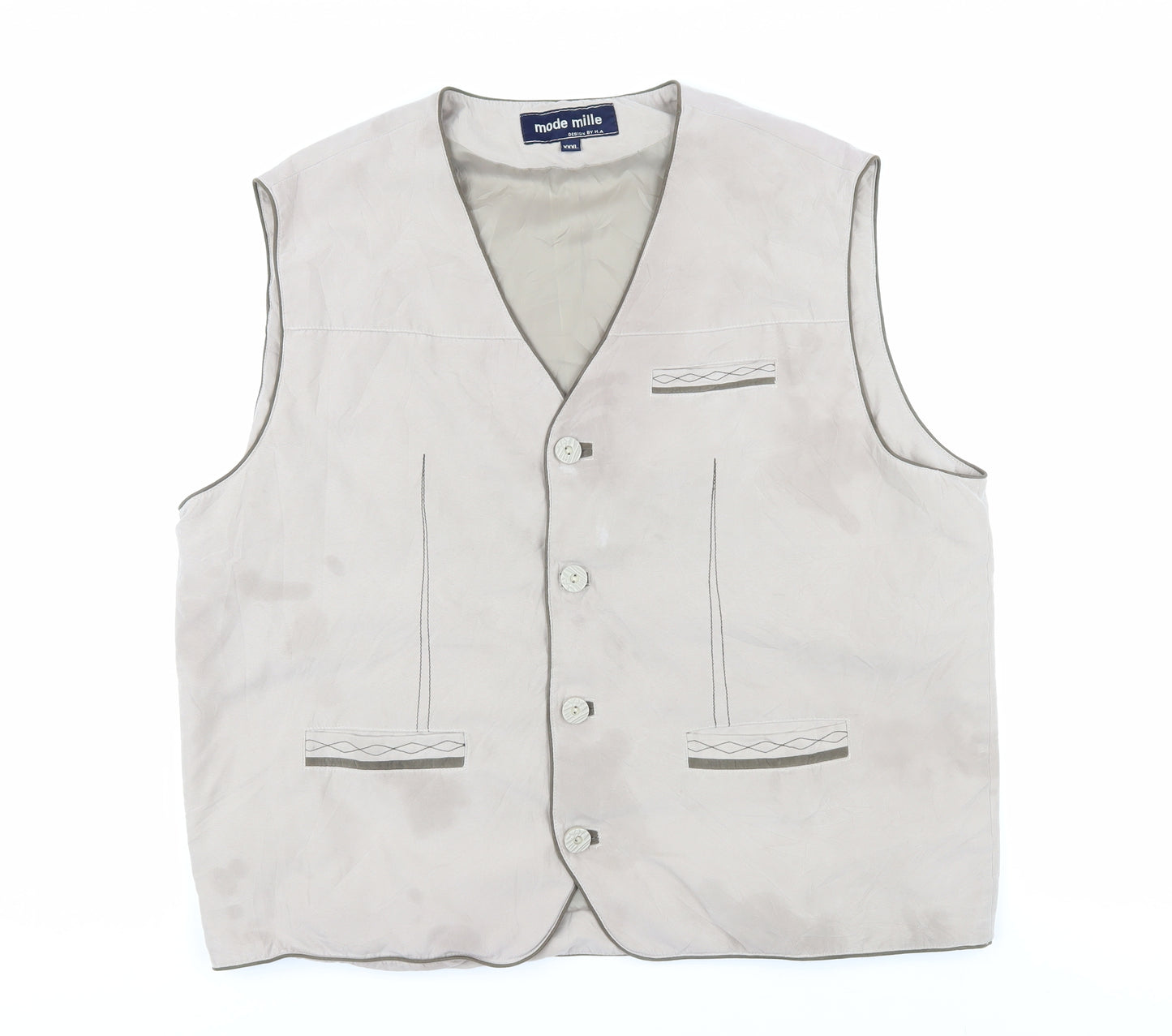 Mode Mille Unisex Beige Waistcoat 3XL Button Accent