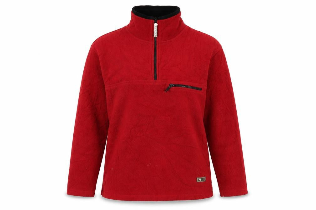 Front view of Style Unlimited unisex red fleece pullover sweatshirt l