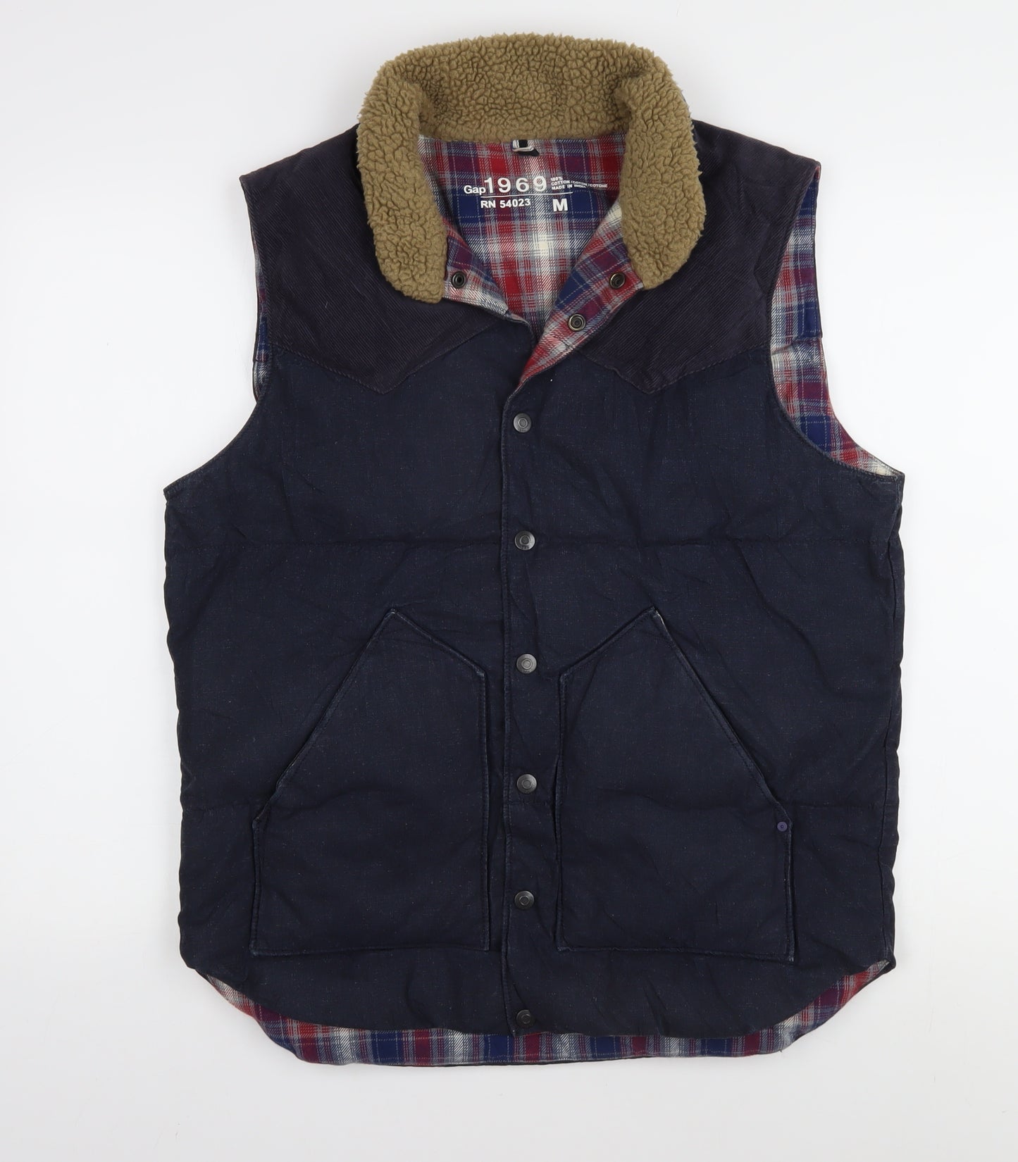 Gap Men's Blue Denim Waistcoat, M, Casual Lined Vest
