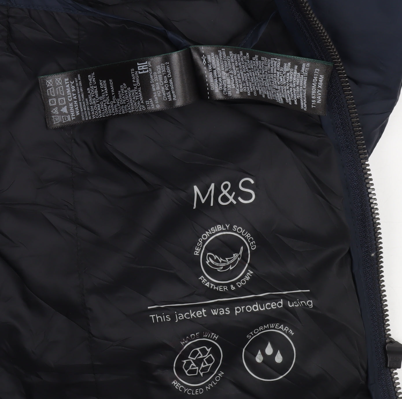 Marks and Spencer Men's Blue Puffer Jacket XL