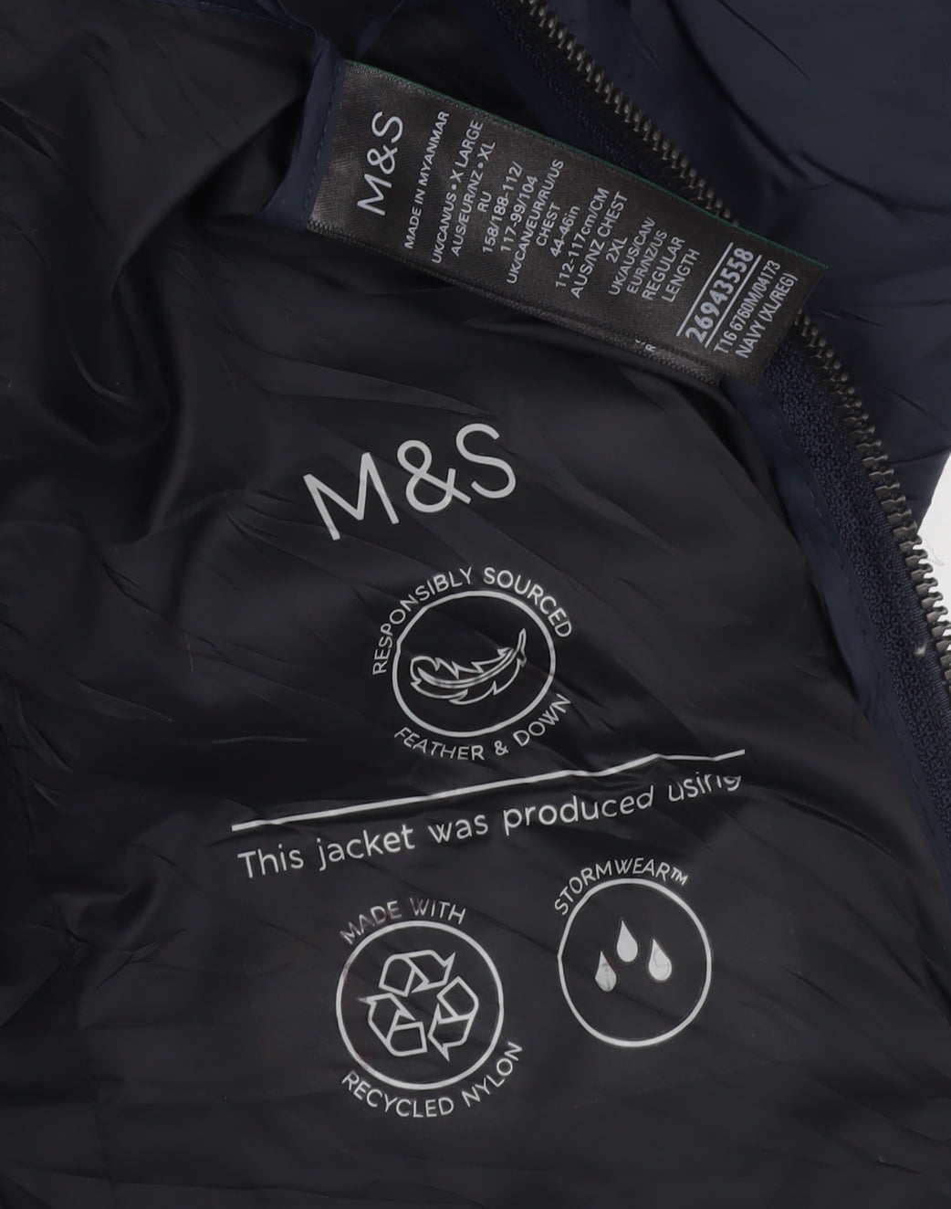 Marks and Spencer Men's Blue Puffer Jacket XL