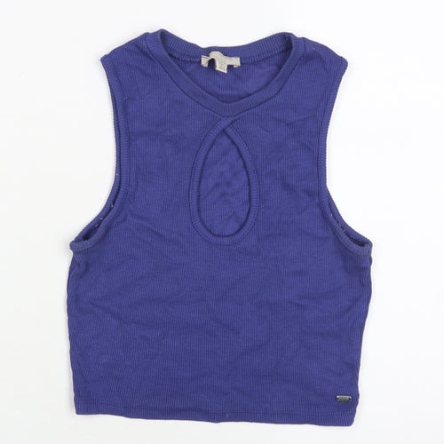 Pull & Bear Teens Blue Cropped Tank, Medium, Sleeveless