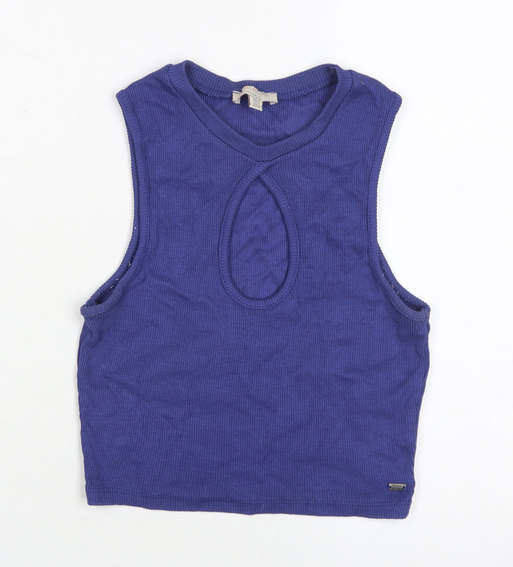 Pull & Bear Teens Blue Cropped Tank, Medium, Sleeveless