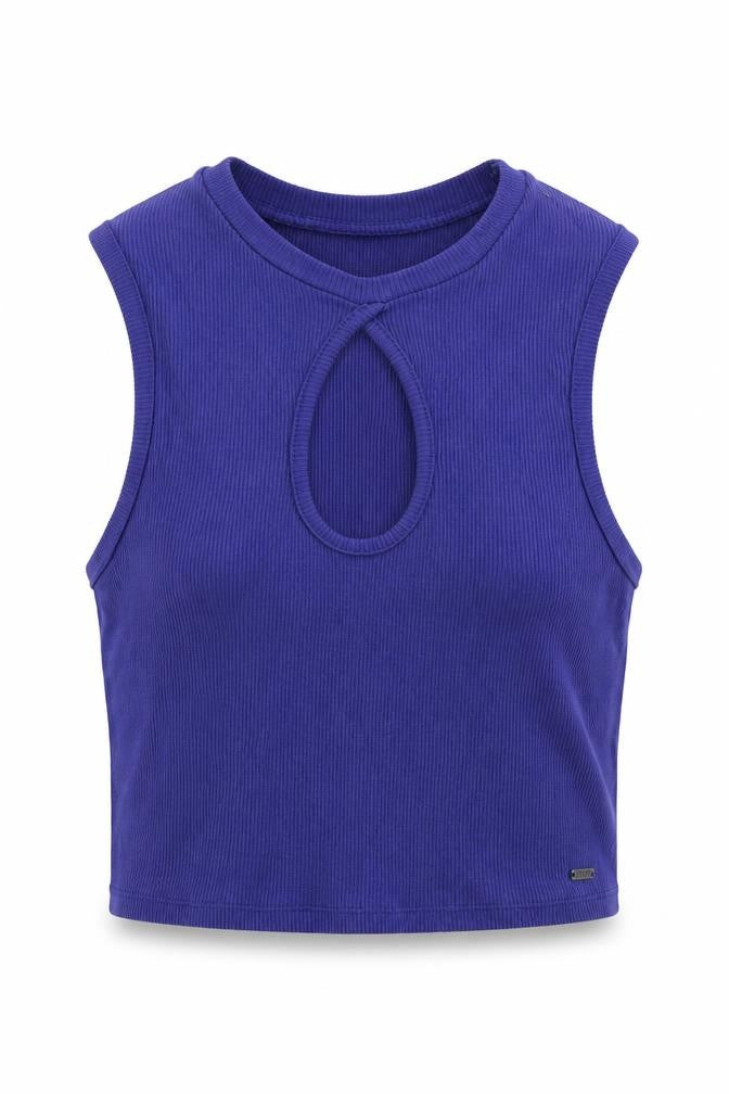 Pull&Bear Teens Blue Cropped Tank, Medium, Sleeveless