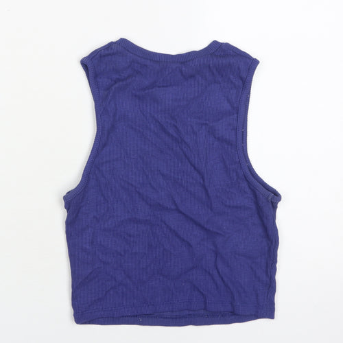 Pull & Bear Teens Blue Cropped Tank, Medium, Sleeveless