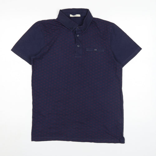 Jack & Jones Men's Blue M Graphic Polo Shirt