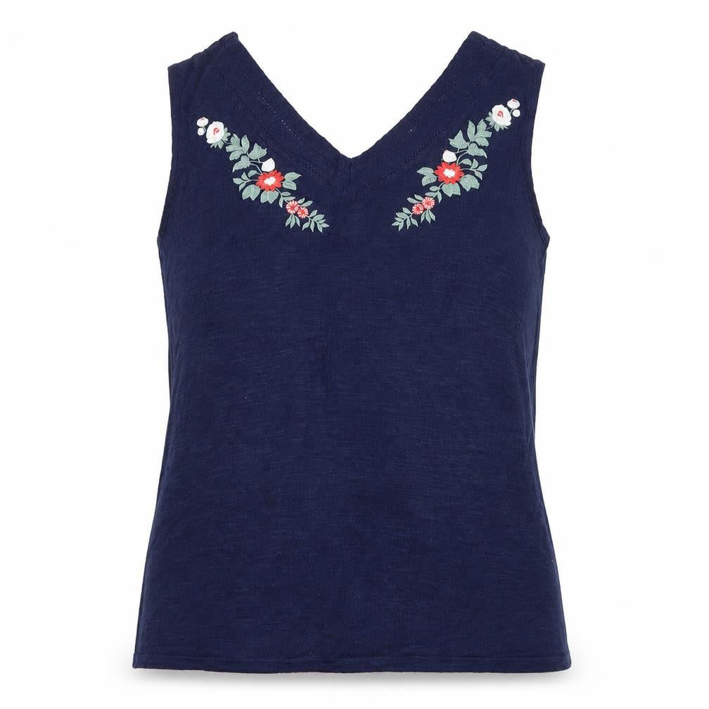 Front view of Laura Ashley Women's Blue Viscose Sleeveless Tank