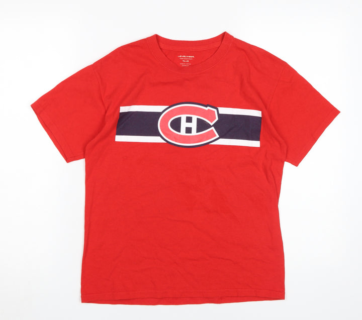 Levelwear Boys Red Graphic T-Shirt Size L Casual Pullover