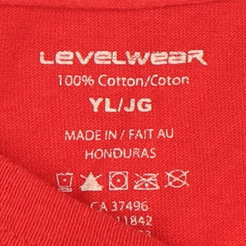 Levelwear Boys Red Graphic T-Shirt Size L Casual Pullover